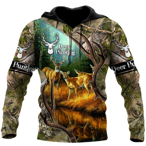 Hunting Gifts Deer Hunting Gifts Deer Hunting Camo All Over Printed US Unisex Size Hoodie