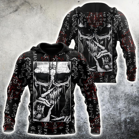 Skull Gifts Silence Skull Satanic US Unisex Size Hoodie