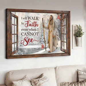 Amazing forest, Walking with Jesus, Winter drawing, I will walk by faith - Jesus Landscape Canvas Prints, Home Decor Wall Art