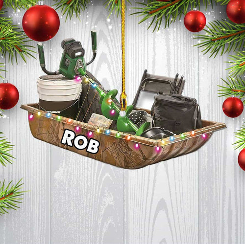 Ice Fishing Sled Personalized Acrylic Flat Ornament Gift For Ice Fishing Lovers