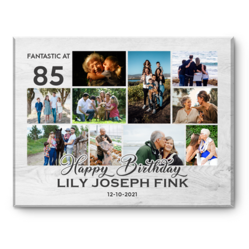 85th Birthday Photo Collage Canvas Print, 85th Birthday Gift