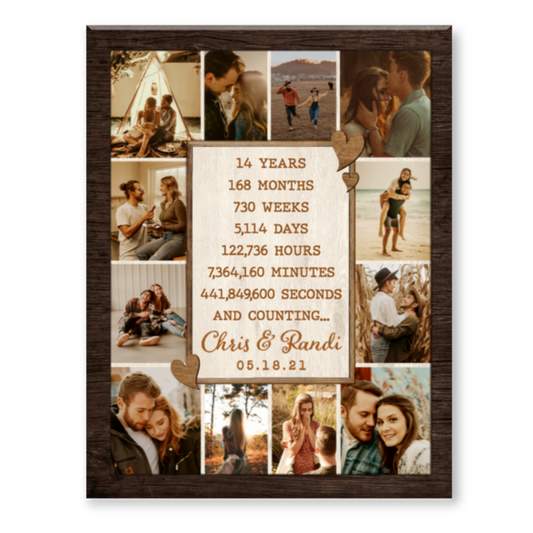 14th Anniversary Photo Collage Canvas, Custom 14 Year Anniversary Gift