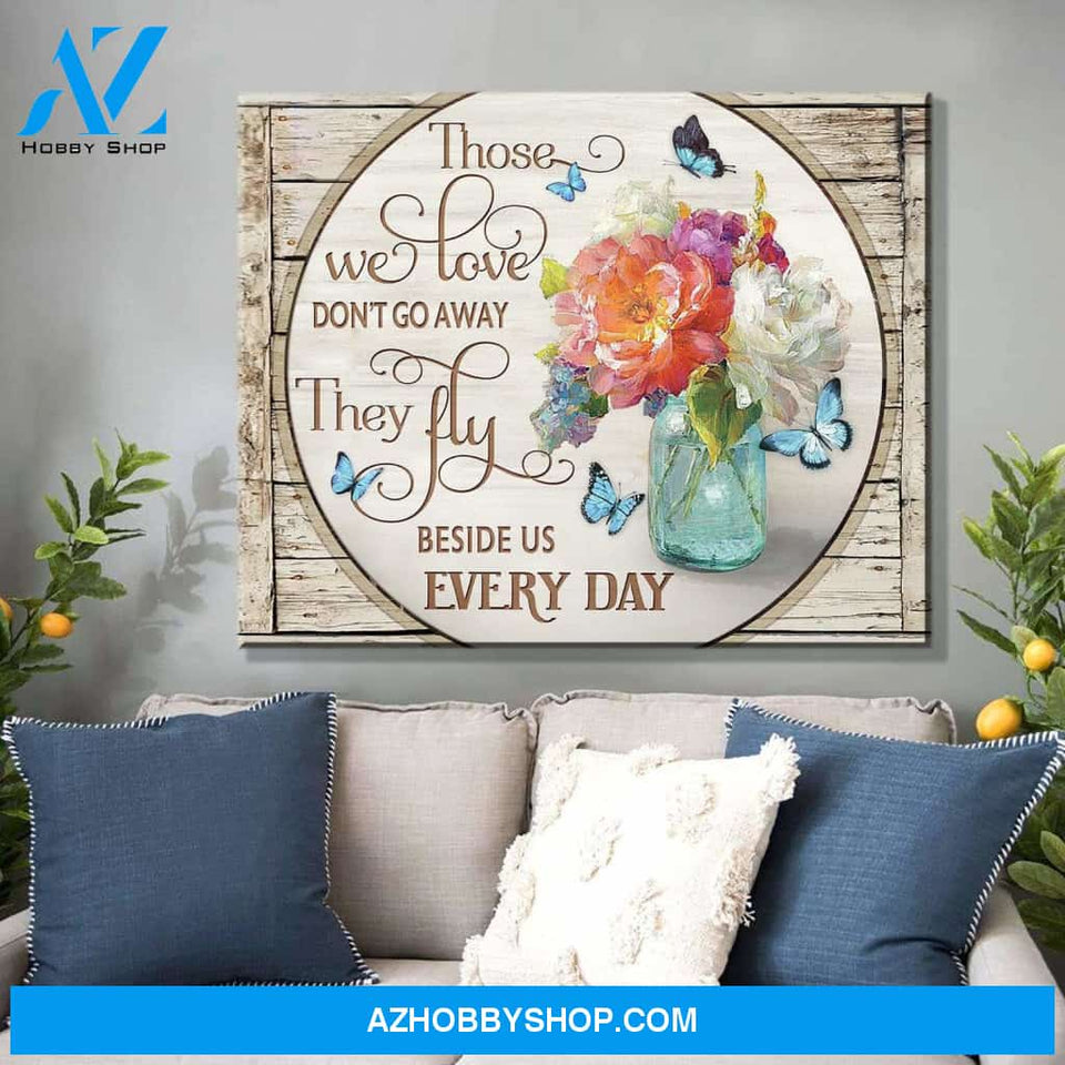 Zalooo Those We Love Don'T Go Away Butterfly Flowers Canvas Wall Art Decor