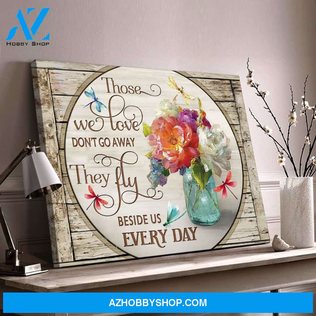 Zalooo Those We Love Don'T Go Away Dragonfly Flowers Canvas Wall Art Decor