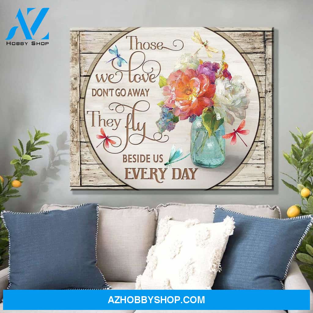 Zalooo Those We Love Don'T Go Away Dragonfly Flowers Canvas Wall Art Decor