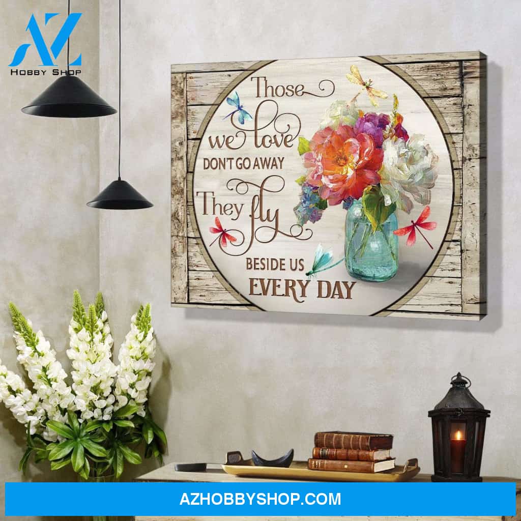 Zalooo Those We Love Don'T Go Away Dragonfly Flowers Canvas Wall Art Decor