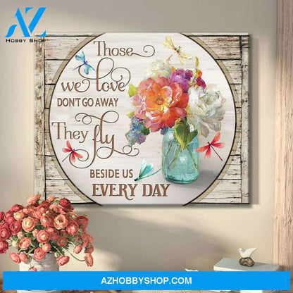 Zalooo Those We Love Don'T Go Away Dragonfly Flowers Canvas Wall Art Decor