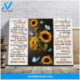 Zalooo To Be Awesome Sunflower Butterfly Wall Art Canvas