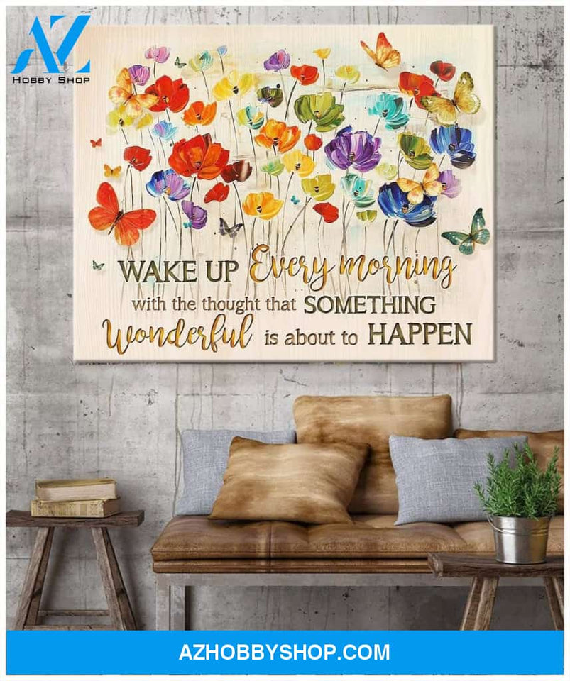 Zalooo Wake Up Every Morning Butterfly Wall Art Canvas
