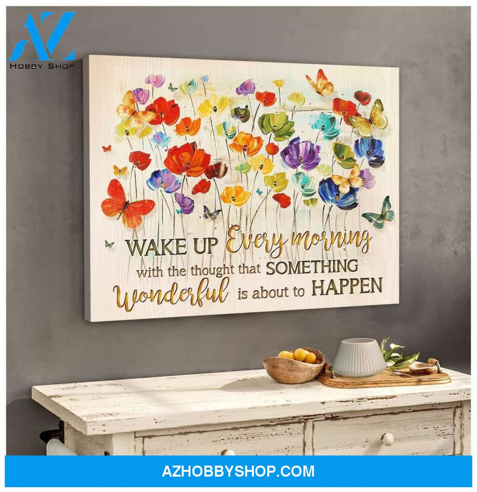 Zalooo Wake Up Every Morning Butterfly Wall Art Canvas