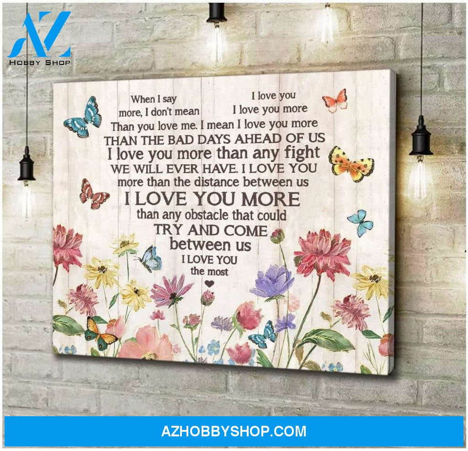 Zalooo When I Say I Love You More Butterfly Wall Art Canvas