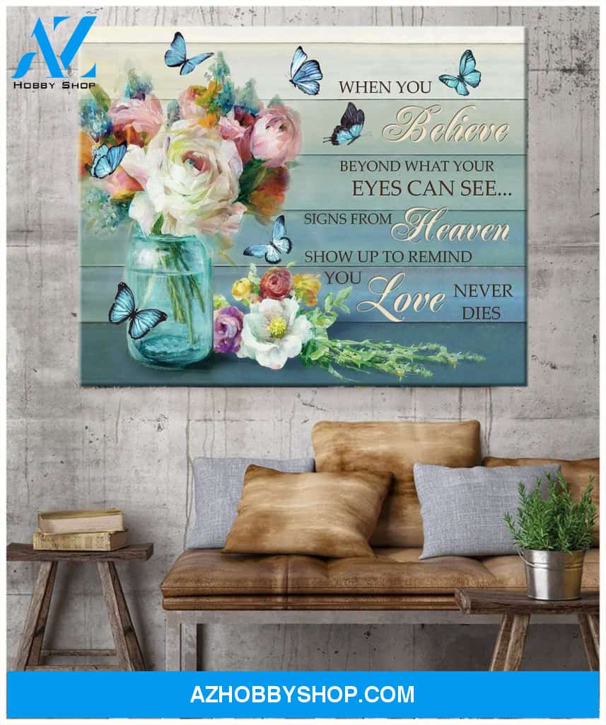 Zalooo When You Believe Bouquet Butterfly Wall Art Canvas