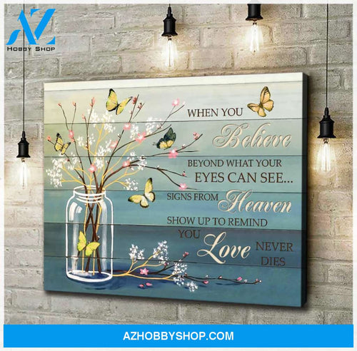 Zalooo When You Believe Yellow Butterfly Wall Art Canvas