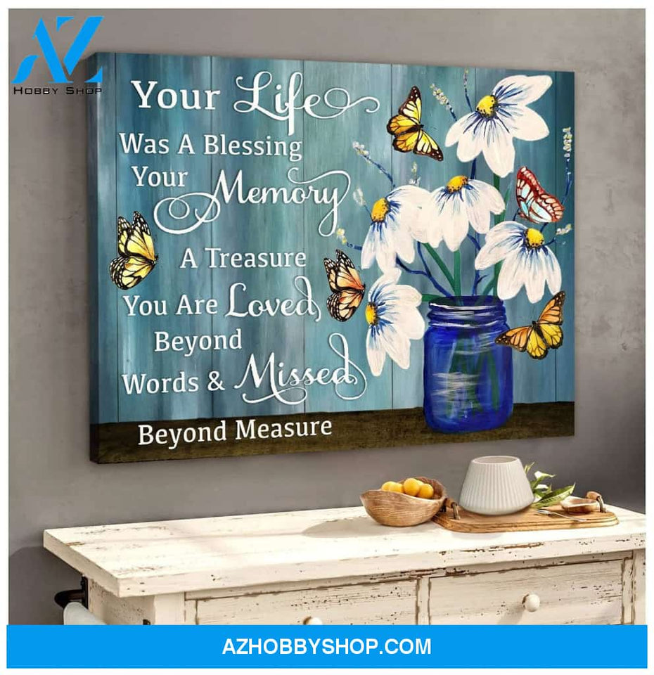 Zalooo Your Life Daisy Flowers Butterfly Wall Art Canvas