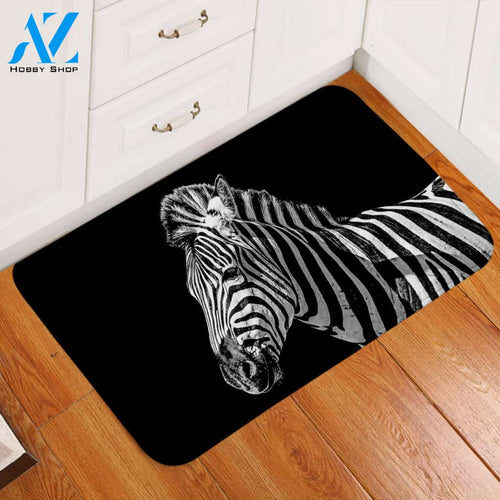 Zebra Black Door Mat