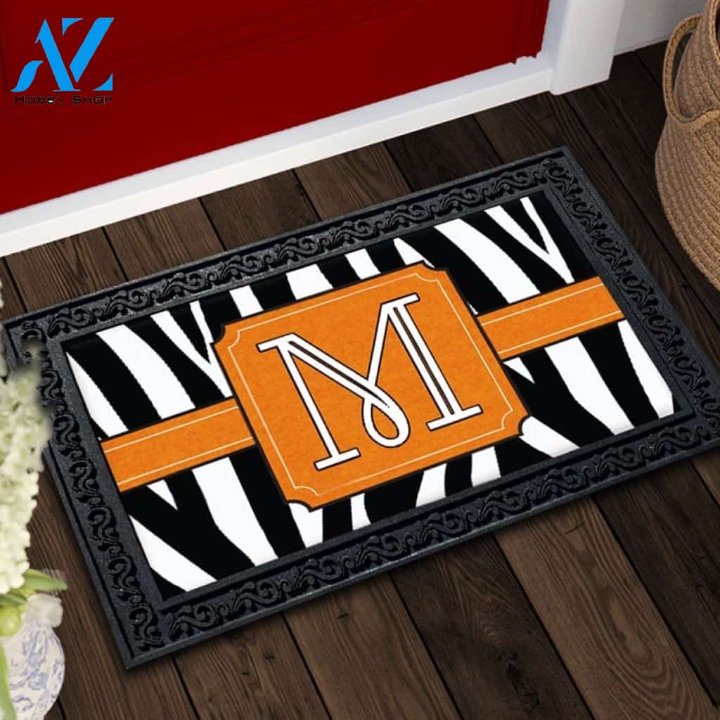 Zebra Stripes Monogram Doormat - 18" x 30"