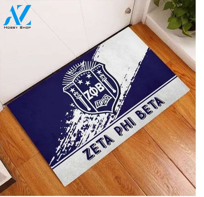 Zeta Phi Beta 1920 Emblem Blue and White Doormat