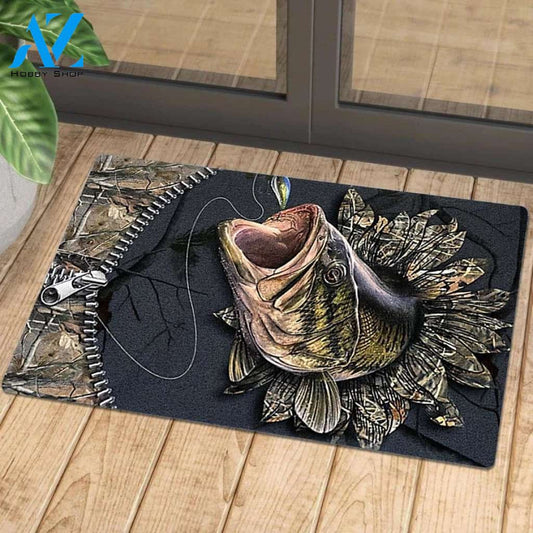 Personalized Name Family House Zipper Bass Fishing Unique Indoor And Outdoor Doormat Warm House Gift Welcome Mat Birthday Gift For Fishing Lovers