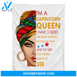 Zodiac Blanket, I'm A Capricorn Queen I Have 3 Sides Capricorn Zodiac Birthday Blanket