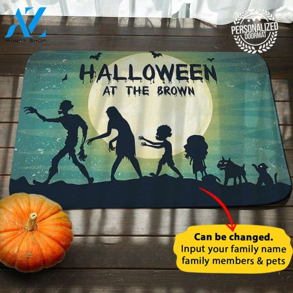 Zombie Halloween Personalized Doormat